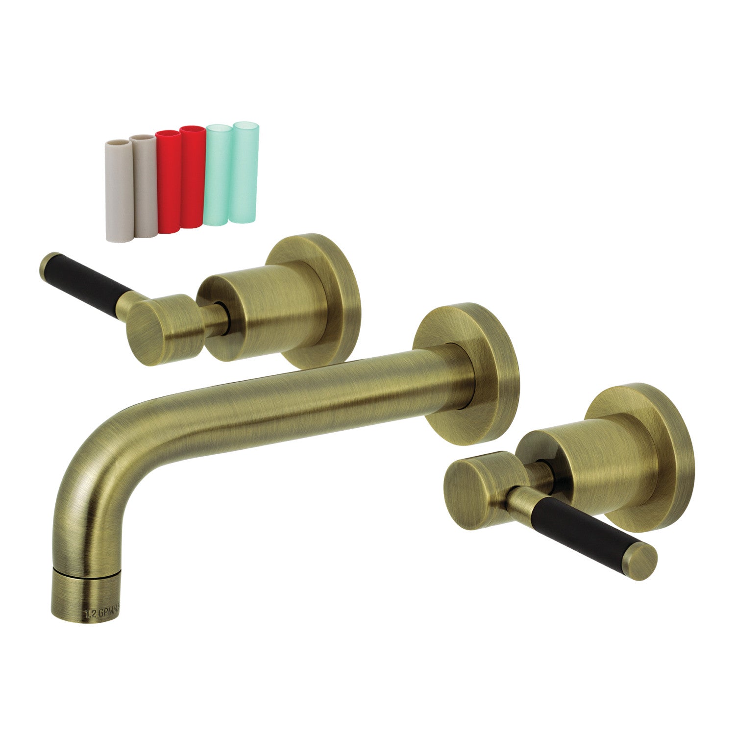 Kingston Sona KS8123DKL - Kaiser Double-Handle 3-Hole Wall Mount Bathroom Faucet, Antique Brass — image 1